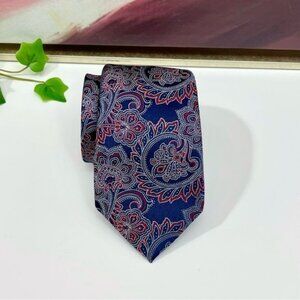 New Ted Baker Paisley Navy & Red Silk Patterned Men's Tie